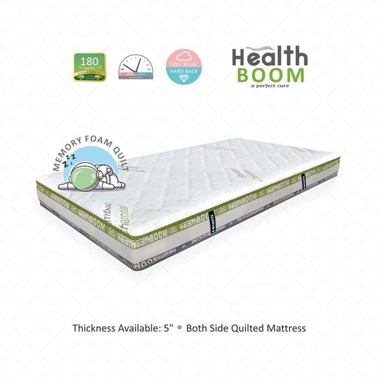 COIRFIT Health Boom Active with SrtX TECHNOLOGY 5 Inch Single Size  Bonded Foam Mattress(75X42 Inches),Memory Foam Quilted, Anti-Allergic & Firm Support |Double Side Quilted, 15-Year Warranty