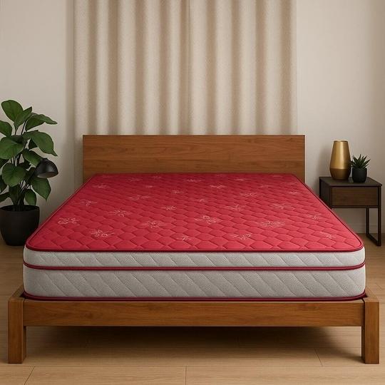 COIRFIT LUXURINO Pillow Top with ISPT Tech. 6 Inch Single Mattress | 7 Years Warranty | Firm Mattress |  Bonnell Spring Mattress (75X36X6 Inches,Single Mattress,Red)