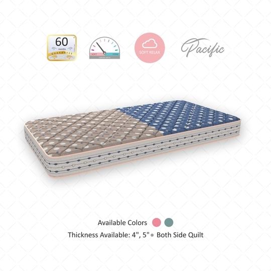 Coirfit Pacific With NIVF Technology 5 Inch Queen Size PU Foam Mattress (75X66 Inches), Double-Sided PU Foam Quilt | Durable & Lightweight |5-Year Warranty