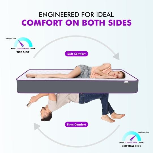 SLEEPSPA Dual Comfort - Hard & Soft- with Comfort Cubes and Rebotech Tech. 5 inch King Mattress | 7 Years Warranty | High Resilience (HR) Foam Mattress| Dual Comfort Mattress (King Size Mattress - 72X72X5 inches, Grey)