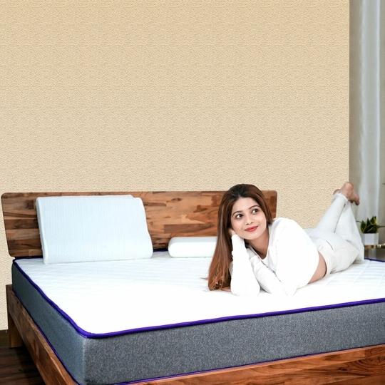 SLEEPSPA Dual Comfort - Hard & Soft- with Comfort Cubes and Rebotech Tech. 5 inch King Mattress | 7 Years Warranty | High Resilience (HR) Foam Mattress| Dual Comfort Mattress (King Size Mattress - 72X72X5 inches, Grey)