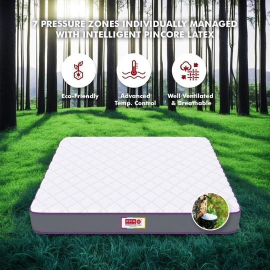 Usha Shriram 7-Zone With Posture Contour Tech. 5 inch King Mattress | 10 Years Warranty | Dual Mattress |High Resilience (HR) Foam (72X70X5 Inches, King Size Mattress, White)