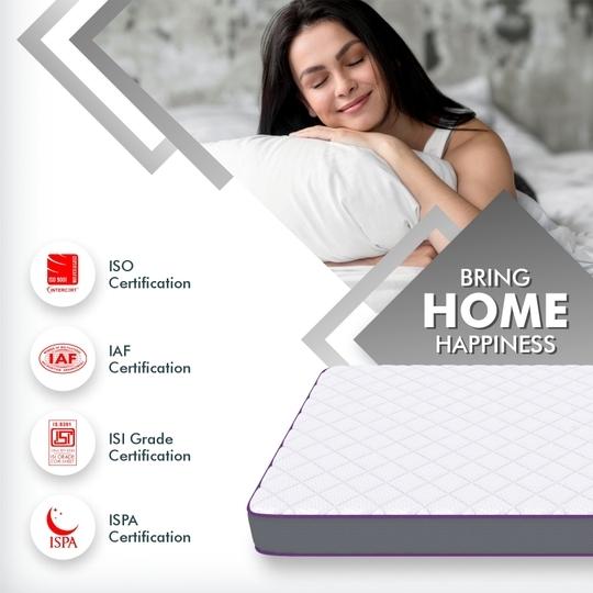 Usha Shriram 7-Zone With Posture Contour Tech. 5 inch King Mattress | 10 Years Warranty | Dual Mattress |High Resilience (HR) Foam (72X70X5 Inches, King Size Mattress, White)