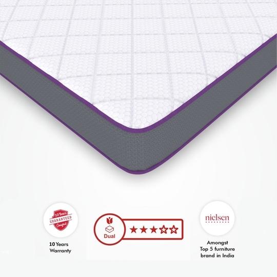Usha Shriram 7-Zone With Posture Contour Tech. 5 inch King Mattress | 10 Years Warranty | Dual Mattress |High Resilience (HR) Foam (72X70X5 Inches, King Size Mattress, White)