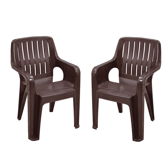 Swagath Furniture Megacare Plastic Chair for Indoor/Outdoor use in Caf, Home, Office (Colour-Saddle Brown, Set of 2, Pre-assembled)