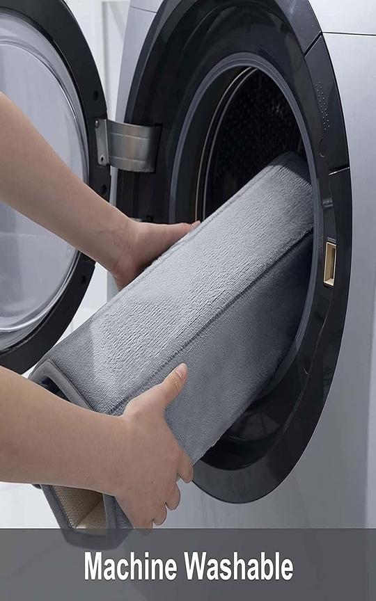 BEHAHAI Memory Foam Bath Mat| Non Slip Super Water Absorption Soft Bathroom Rugs, Thick, Dry Fast, Machine Washable for Bathroom Floor Mat. (Grey, 80x50cm)