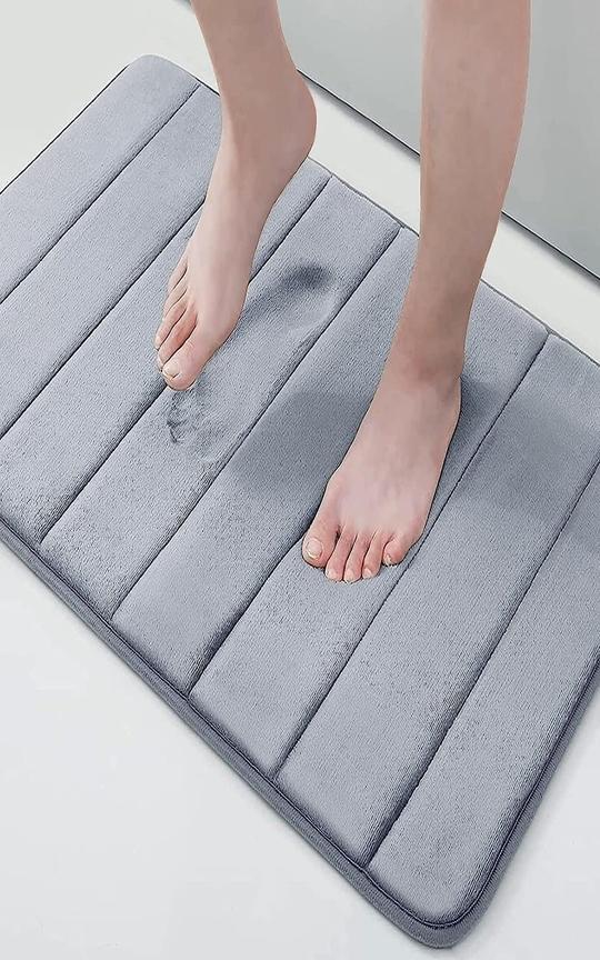 BEHAHAI Memory Foam Bath Mat| Non Slip Super Water Absorption Soft Bathroom Rugs, Thick, Dry Fast, Machine Washable for Bathroom Floor Mat. (Grey, 80x50cm)
