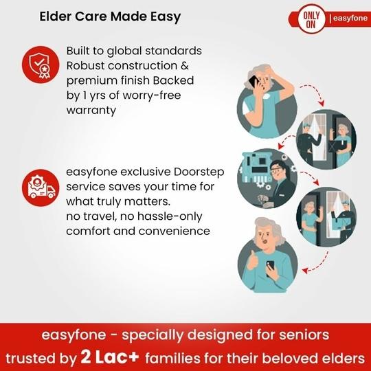 easyfone Udaan 2 Big Button Mobile Phone for Senior Citizens - Safety Device with SOS & Fraud call Prevention | Loud sound | very easy to use | Large display | 1 - year warranty.