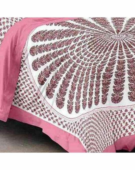 E Elma 104 TC Multicolor Jaipuri Prints Cotton Double Size Flat Bedsheets with Pillow Covers (235 x 210 cm) GWC_DB_365