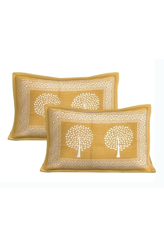 E ELMA Brown 144 TC Printed Cotton Double Flat Bedsheet (235 x 210 cm)