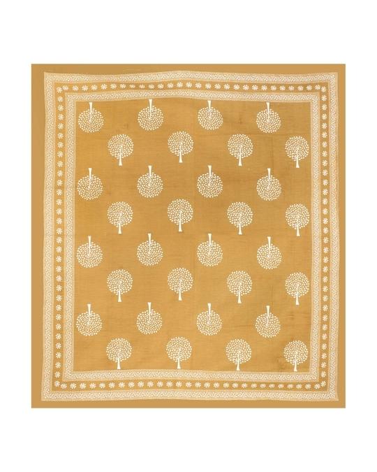 E ELMA Brown 144 TC Printed Cotton Double Flat Bedsheet (235 x 210 cm)
