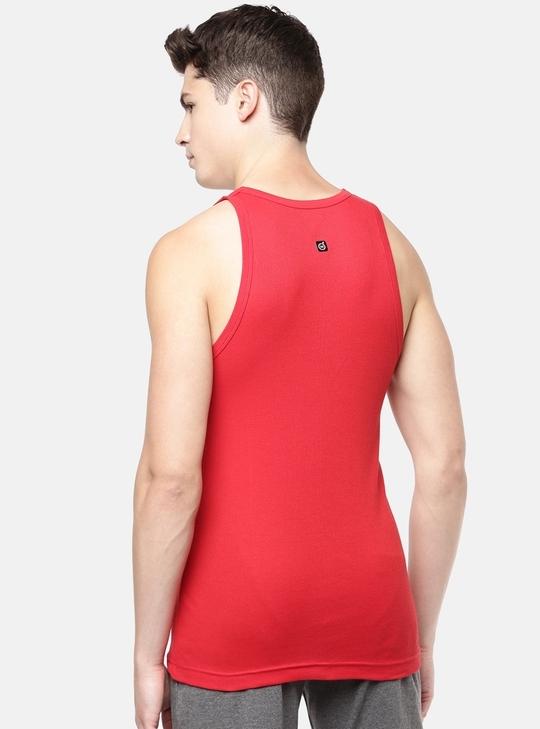 Macroman M Series Men's Red Solid 100% Cotton Pack of 1 Vest
