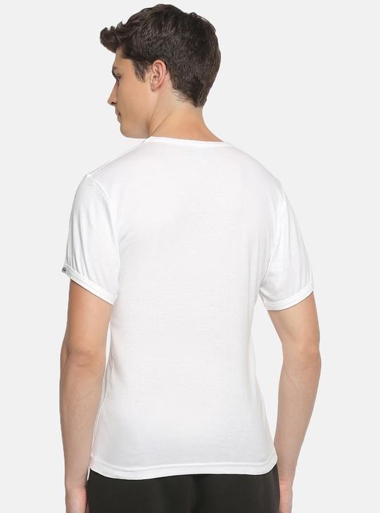 Macroman M Series Men White Solid Cotton Single Tshirts
