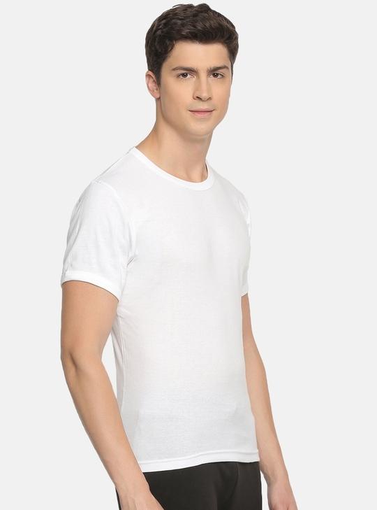 Macroman M Series Men White Solid Cotton Single Tshirts