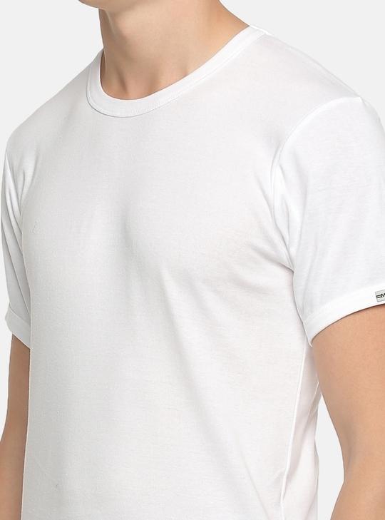 Macroman M Series Men White Solid Cotton Single Tshirts