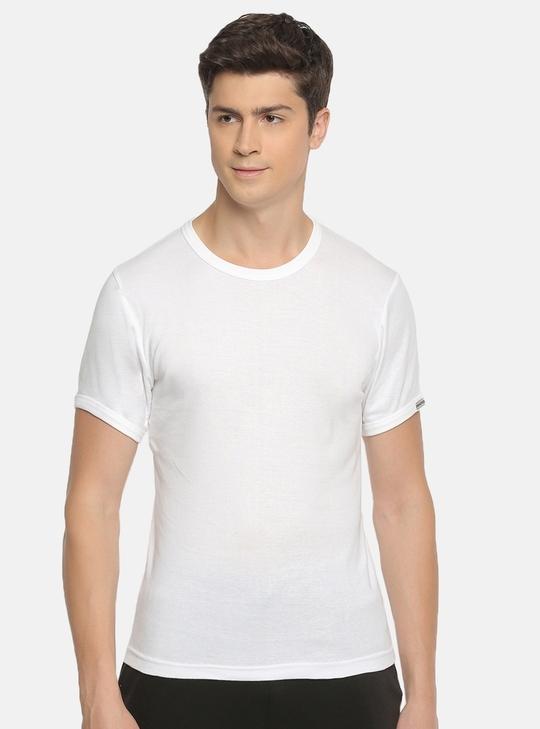 Macroman M Series Men White Solid Cotton Single Tshirts