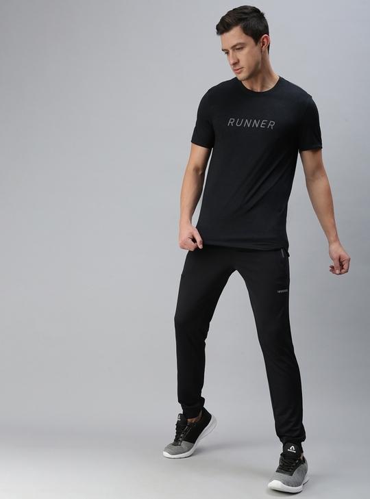 Macroman M Series Men Black Solid Polyester Single Round Neck T-shirt