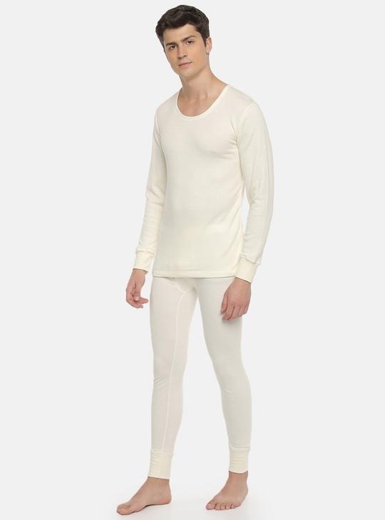 Macroman M Series Men White Solid Cotton Pack of 1 Thermal Tops