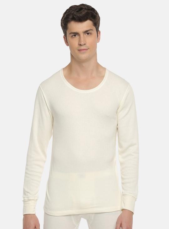 Macroman M Series Men White Solid Cotton Pack of 1 Thermal Tops
