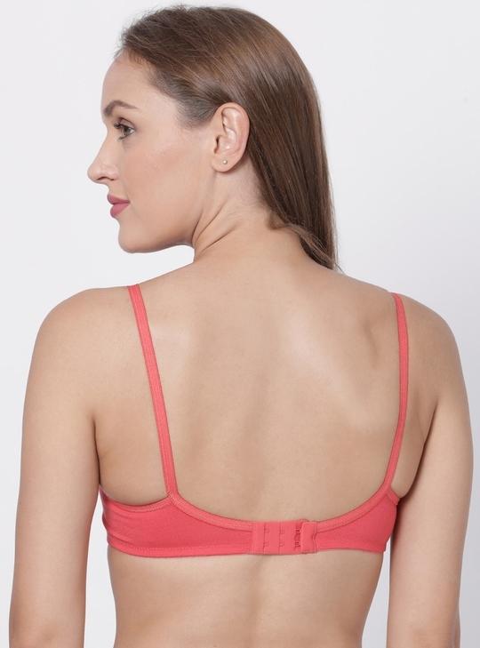 Macrowoman W Series Women Coral Solid Cotton Blend Single Bra