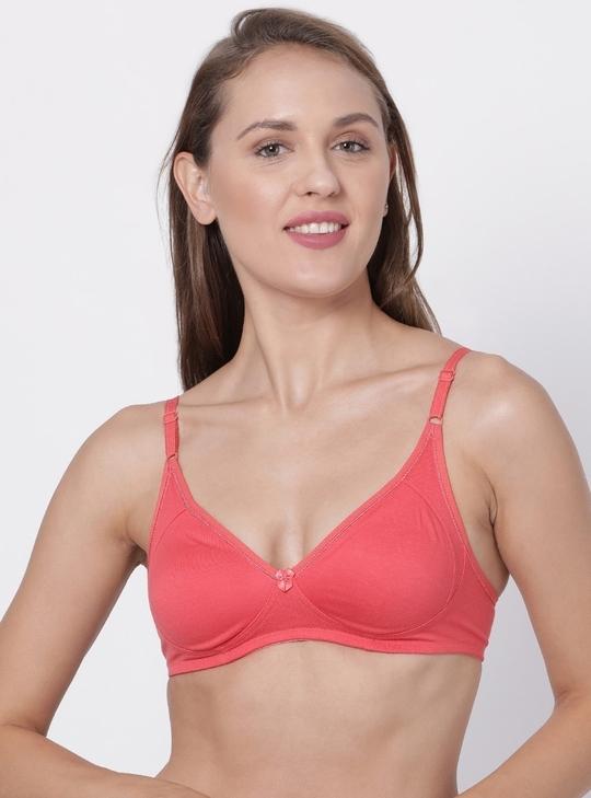 Macrowoman W Series Women Coral Solid Cotton Blend Single Bra