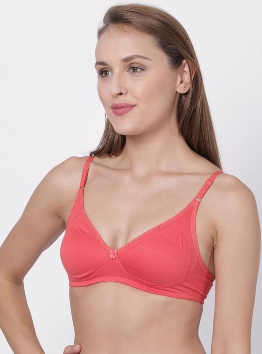Macrowoman W Series Women Coral Solid Cotton Blend Single Bra