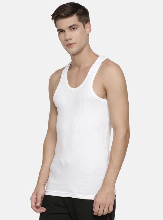 Rupa Macroman M Series Men's White Solid 100% Cotton Vest