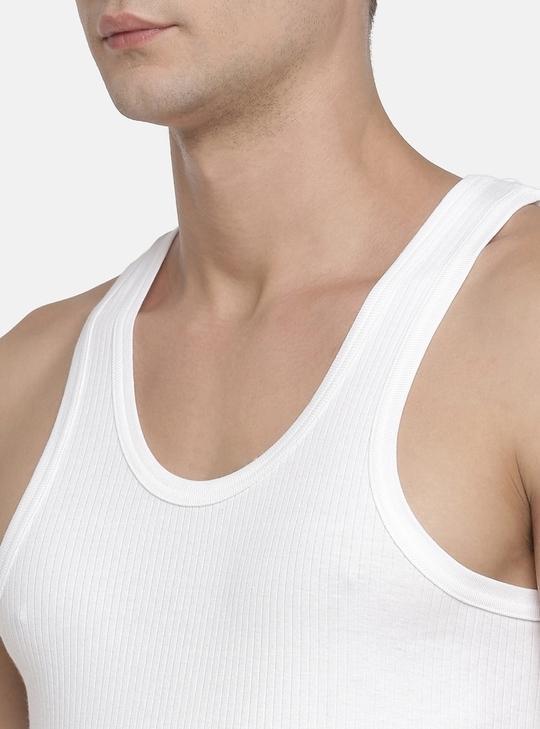 Rupa Macroman M Series Men's White Solid 100% Cotton Vest