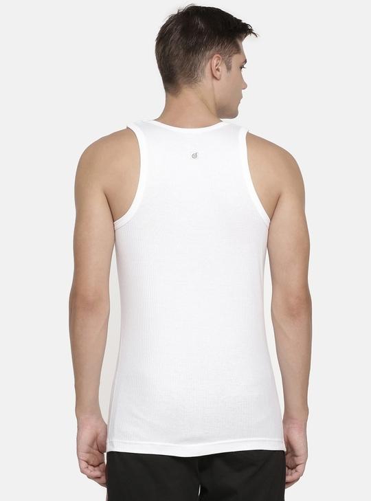 Rupa Macroman M Series Men's White Solid 100% Cotton Vest