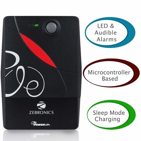 ZEBRONICS Zeb-U725 600VA UPS for Desktop/PC/Computers (not for Routers) with Automatic Voltage Regulation, Black