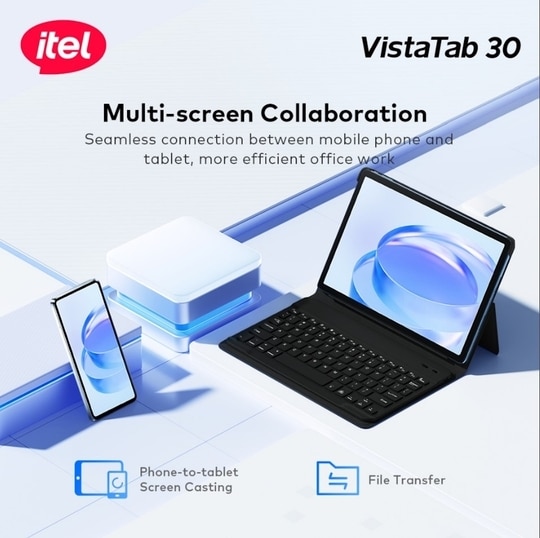 Itel Tab Vista 30 with 11"(27.94 cm) FHD Display & Quad Speakers, 7000mAh Battery for All-Day Usage, 12GB RAM (Memory Fusion) 128GB Storage, Wi-Fi + 4G Calling, Space Grey