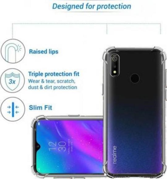 Hot Selling Back Cover for Realme 3i  |Transparent| Grip Case| Silicon| Pack of 1