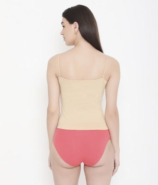 Feelings Women Solid Skin 100% Soft Cotton Innerwear Camisole with Adjustable Straps