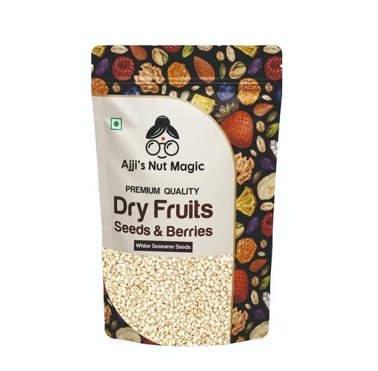 Ajji's Nut Magic Raw White Sesame Seeds 400gm - 100% Clean and Natural White Til | Safed Til Seeds for Eating | Raw Seeds | Versatile Ingridient | Everyday Essentials Indian Spices