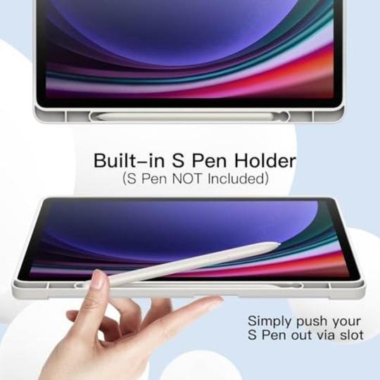 ProElite Cover for Samsung Galaxy Tab S9 FE 10.9 inch Cover, Soft Flexible Flip Case Cover with S Pen Holder for Samsung Galaxy Tab S9 FE 10.9 inch, Support Auto Sleep Wake, [Recoil Series] - Grey