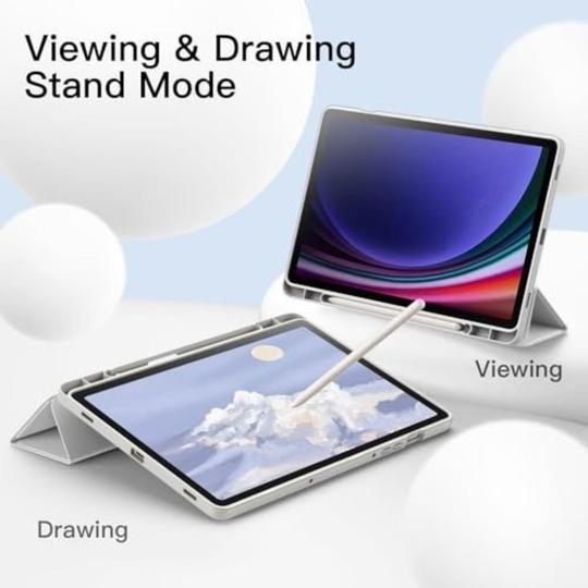 ProElite Cover for Samsung Galaxy Tab S9 FE 10.9 inch Cover, Soft Flexible Flip Case Cover with S Pen Holder for Samsung Galaxy Tab S9 FE 10.9 inch, Support Auto Sleep Wake, [Recoil Series] - Grey
