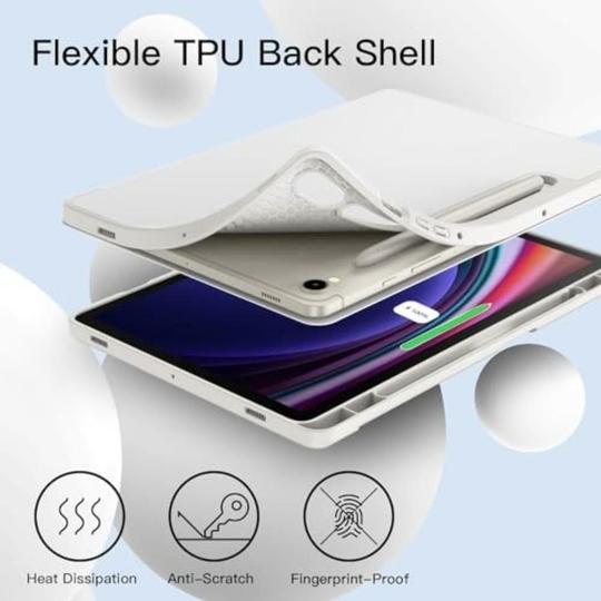 ProElite Cover for Samsung Galaxy Tab S9 FE 10.9 inch Cover, Soft Flexible Flip Case Cover with S Pen Holder for Samsung Galaxy Tab S9 FE 10.9 inch, Support Auto Sleep Wake, [Recoil Series] - Grey