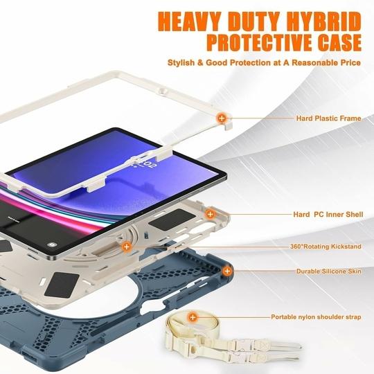 ProElite Cover for Galaxy Tab S9 Plus/ S9 FE+ Case, Rugged 3 Layer Armor case for Samsung Galaxy Tab S9 Plus/S8 Plus/S7 Plus/S7 FE 12.4 inch with S Pen Holder and Rotating Kickstand, Cornflower Blue