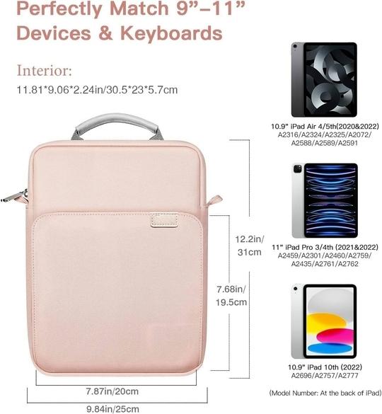 ProElite Tablet Sleeve Bag 13.3 inch for Samsung Galaxy Tab S7 Plus/S8 Plus/S9 Plus/S7 FE 12.4", Apple iPad Pro 12.9", MacBook Air/Pro Retina, Lenovo Tab P12, Microsoft Surface Pro 4/5/6/7/8/9, Pink