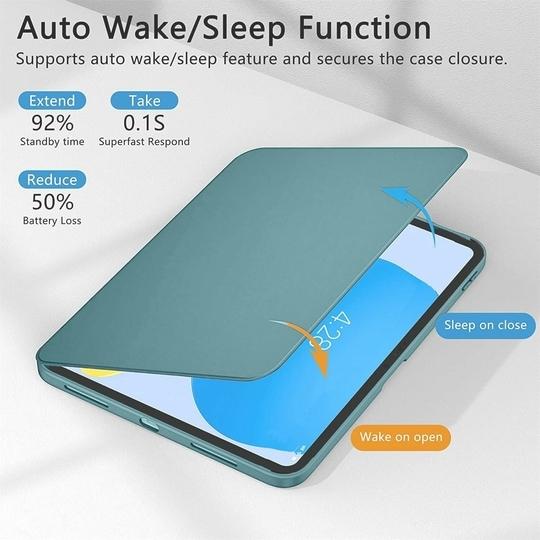 ProElite Cover for iPad 9.7 Cover Case, 360 Degree Rotatable Smart Flip Case Cover for Apple iPad 9.7 inch 2018/2017 5th 6th Generation Air 1 Air 2, Transparent Back with Pencil Holder, Dark Green