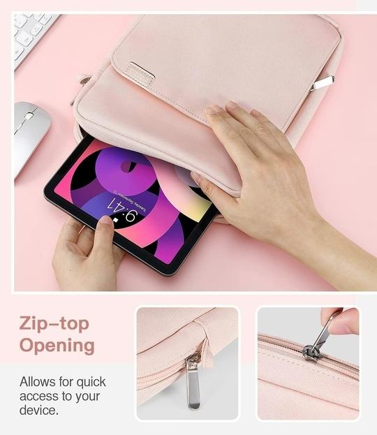 ProElite Tablet Sleeve Bag 13.3 inch for Samsung Galaxy Tab S7 Plus/S8 Plus/S9 Plus/S7 FE 12.4", Apple iPad Pro 12.9", MacBook Air/Pro Retina, Lenovo Tab P12, Microsoft Surface Pro 4/5/6/7/8/9, Pink