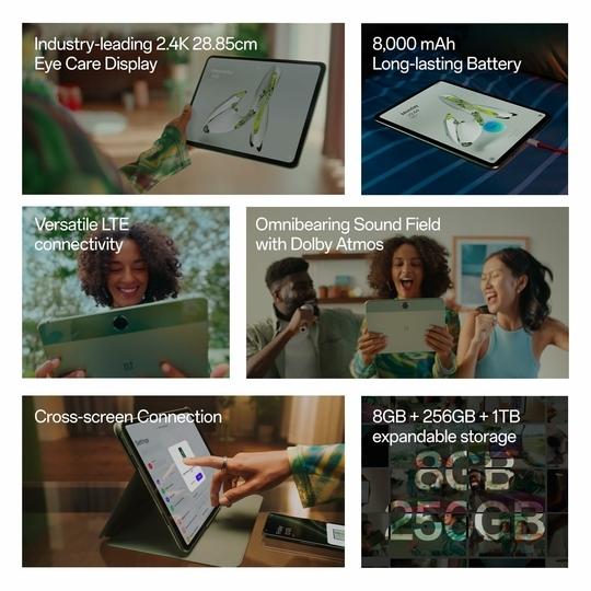 OnePlus Pad Go 28.85cm 2.4K 7:5 Ratio ReadFit Eye Care LCD Display, Dolby Atmos Quad Speakers, 4G LTE(Calling) + Wi-Fi Connectivity Tablet, 8GB RAM 128 GB Storage Expandable Up-to 1TB ASIN ,Twin Mint Colour