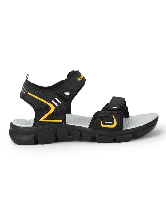 Aqualite Mens Black, Mustard Sports Sandals