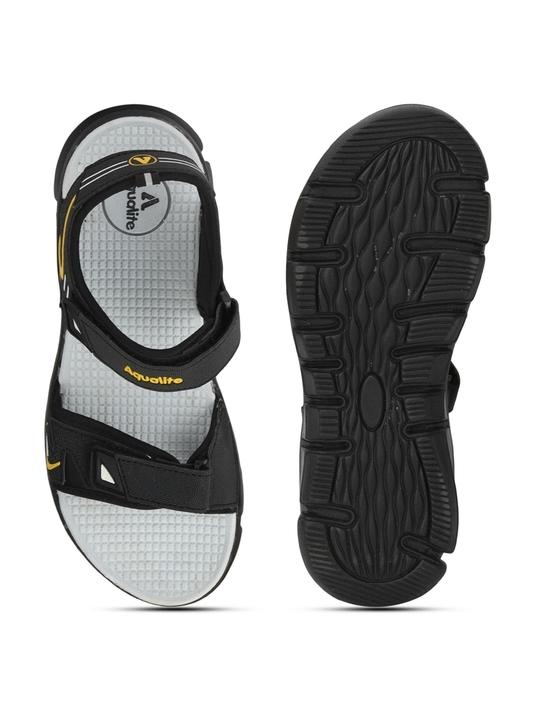 Aqualite Mens Black, Mustard Sports Sandals