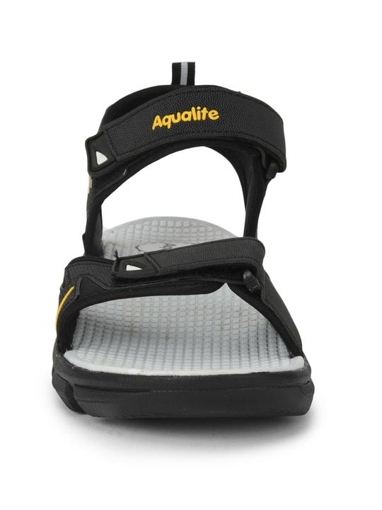 Aqualite Mens Black, Mustard Sports Sandals