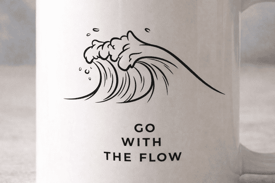 STUPIDCART Minimal Wave Printed Ceramic Coffee Mug | Go With The Flow Mug | Aesthetic Calm Design | White | 300 ml