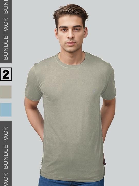 Lux Nitro Pack of 2 Round Neck Tshirt for Men(Grey_Sky)