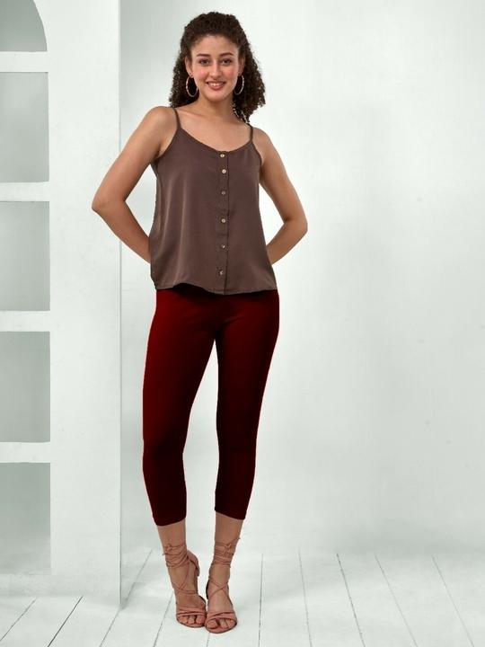 Lyra Women's Regular Fit Maroon Solid Colour 3/4th Length Capri Pants (Maroon )
