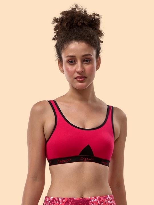 Lyra Women's Non Padded Cotton Fuschia Sports Bra