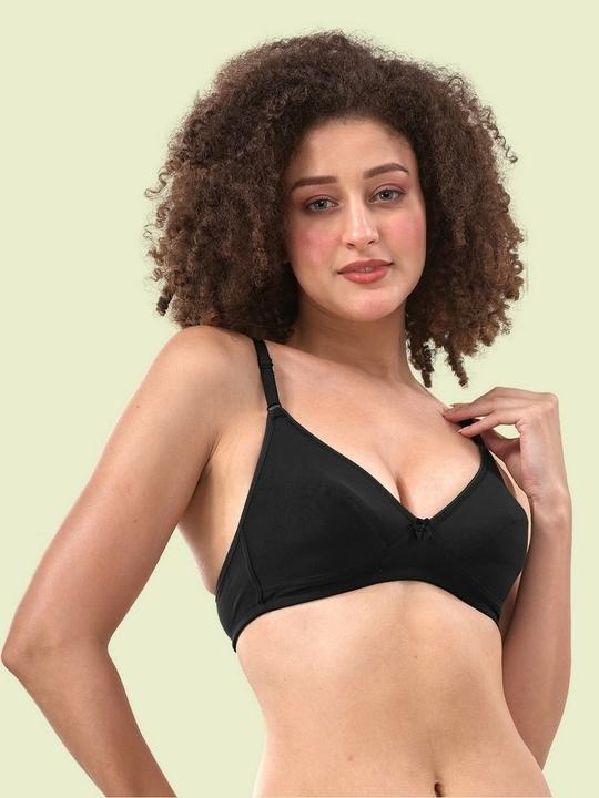 Lyra Women's Premium Cotton Solid Black Non Padded Bra (Black)